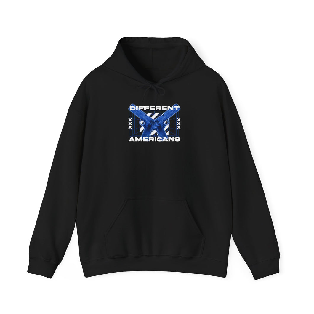 Lady Liberty Blue On Black Hoodie