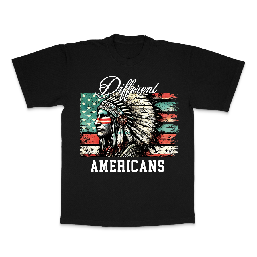 Native Americans U.S. Flag On Black