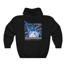 Load image into Gallery viewer, Lady Liberty Blue On Black Hoodie
