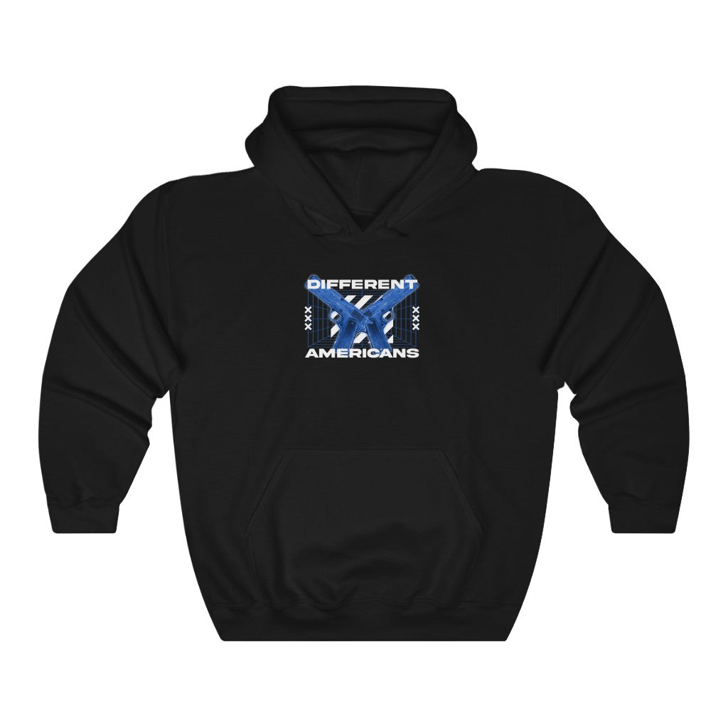 Lady Liberty Blue On Black Hoodie